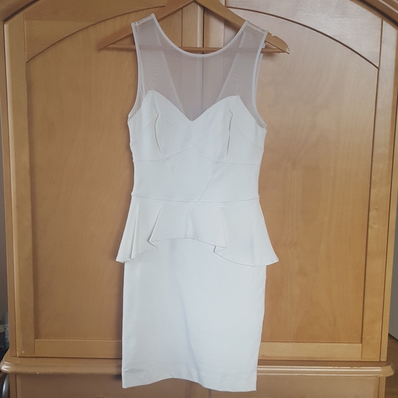 bebe Dresses & Skirts - Ivory White bebe peplum cocktail dress bridal
